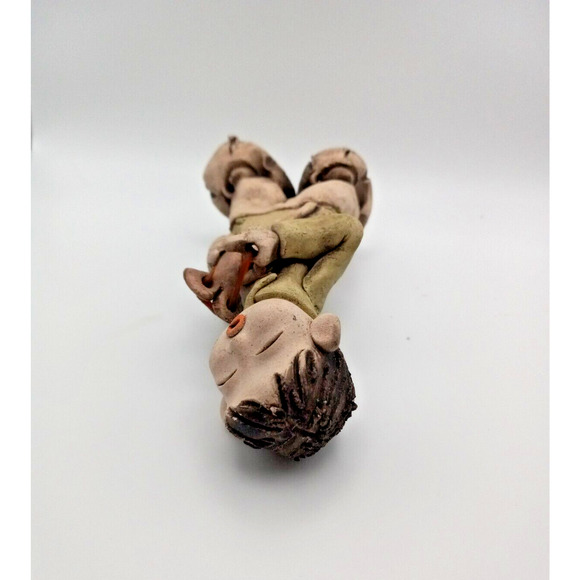 Bonsan Japanese Earthenware Girl & Boy Unglazed Pottery- Vintage Handmade - Picture 12 of 12